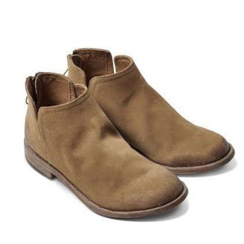 Beek Falcon Ankle Boots Brown Suede Flat Back Zip Women Size 7.5